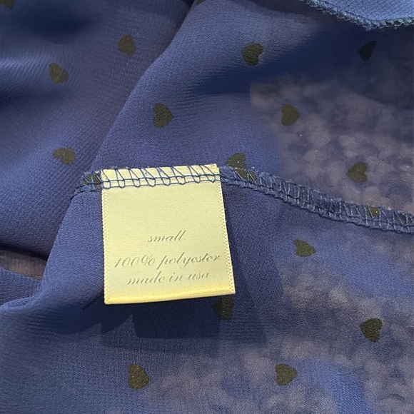 Alya Royal Blue & Black Hearts Polka Dot Sheer Top. Small - Picture 5 of 9